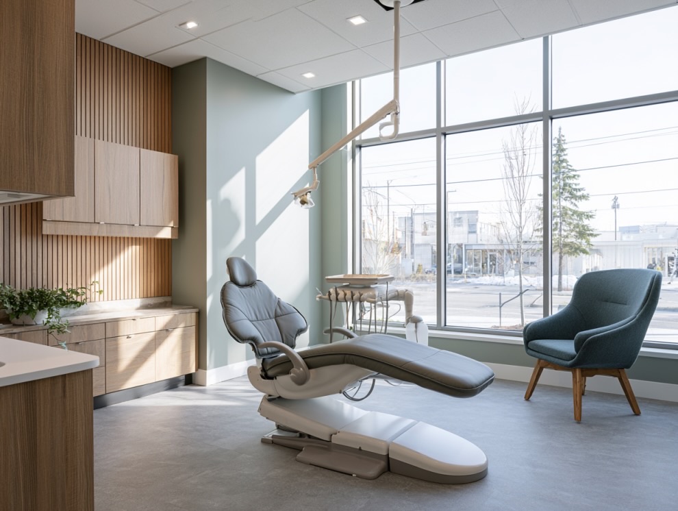 Bright, modern treatment room at Lotay Oral & Maxillofacial Surgery in South Surrey